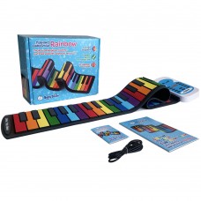 Гнучке піаніно-синтезатор для дітей BabySmile Music Rainbow MR49 (49 клавіш, портативний MIDI піаніно, USB 2.0, 14 мелодій, генератор ритму і акордів, колір веселка)