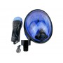 Детская панорамная маска для дайвинга и снорклинга BabySmile Black and Blue (черно-голубая, панорама 180, крепление для экшн камеры, трубка с клапаном системы "поплавок", анти-запотевание стекла)