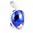 Детская панорамная маска для дайвинга и снорклинга BabySmile White and Blue (бело-голубая, панорама 180, крепление для экшн камеры, трубка с клапаном системы "поплавок", анти-запотевание стекла)