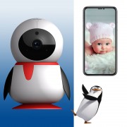 Видеоняня BabySmile Пингви P35 (датчик движения, угол обзора P355°, 2MPX, 1080P, ночное видение, панорамная и 3D навигация)