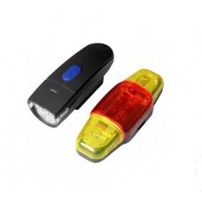 Велофара + задний фонарь для велосипеда KK830 ( 8LED/5LED, 3хAAA), черный