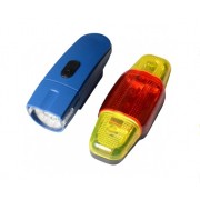 Велофара + задний фонарь для велосипеда KK830 ( 8LED/5LED, 3хAAA), синий