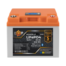 Акумулятор LP LiFePO4 12,8V - 50 Ah (640Wh) (BMS 40A/40А) пластик LCD Smart BT